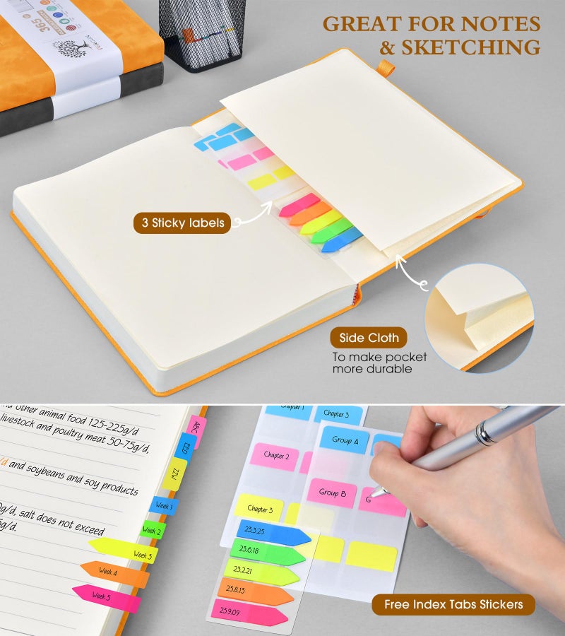 PERCUN A5 Lined Journal Notebook - 365 Page Leather Journals for Writing Women & Menï¼ŒHardcover Notebook with 100Gsm Thick Pagesï¼ŒDaily Diary for Travel, Workï¼ŒSchoolï¼ŒNote Takingï¼ŒCollege Ruled (5.9" x 8.5") - Image 5