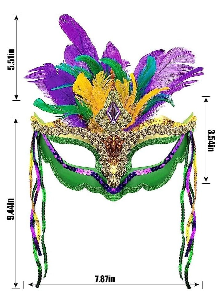 Masquerade Mask for Women, Mardi Gras Masquerade Mask with Feathers Venetian Mask for Masquerades Cosplay Party Specially for Costume - Image 4