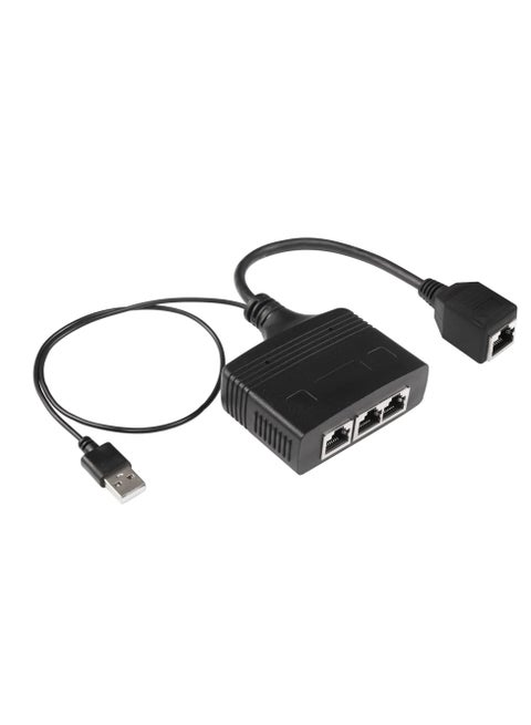 RJ45 Network Splitter Adapter, Ethernet Cable Splitter, 1 to 3 Internet Splitter 100Mbps High Speed LAN Network Splitter, The Same Time for Cat5, Cat5e, Cat6, Cat7 (Black)