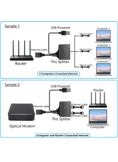 Excefore RJ45 Network Splitter Adapter, Ethernet Cable Splitter, 1 to 3 Internet Splitter 100Mbps High Speed LAN Network Splitter, The Same Time for Cat5, Cat5e, Cat6, Cat7 (Black)  - Image 5