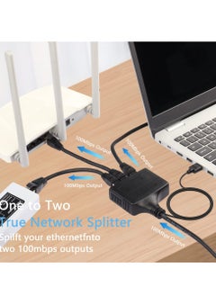 Excefore RJ45 Network Splitter Adapter, Ethernet Cable Splitter, 1 to 3 Internet Splitter 100Mbps High Speed LAN Network Splitter, The Same Time for Cat5, Cat5e, Cat6, Cat7 (Black)  - Image 4