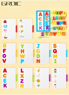 GROIC Reading & Spelling Learning Toy, Wooden Toddler Toy Matching Alphabet Word Game, Early Education Cognition Board Puzzle Development Beaded Rope Toys  - Image 1