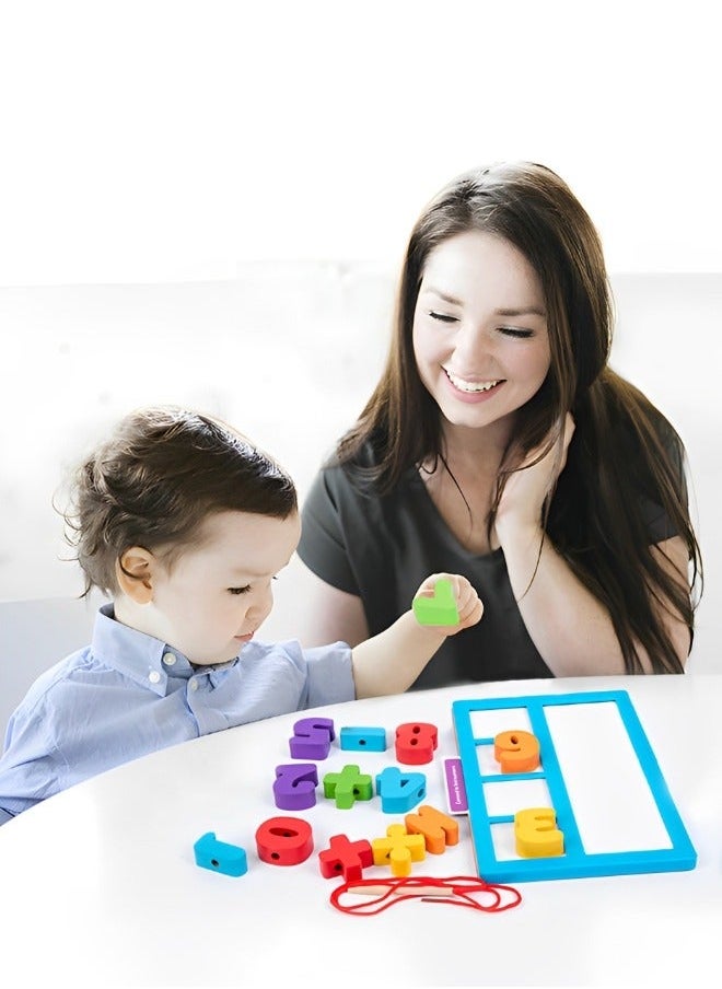 GROIC - Reading & Spelling Learning Toy, Wooden Toddler Toy Matching Alphabet Word Game, Early Education Cognition Board Puzzle Development Beaded Rope Toys - Image 1