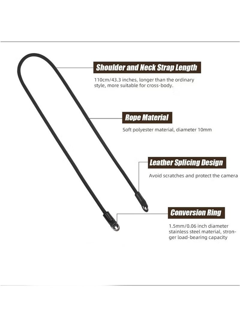 2 Pack Camera Strap with Camera Wrist Strap, 110cm Climbing Rope Camera Strap, Camera Neck Shoulder Strap for Nikon Canon Sony Fuji Micro Single and SLR DSLR Camera - Image 2