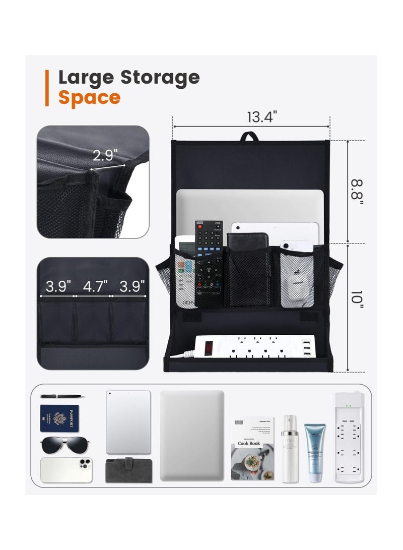 SYOSI Bedside Caddy, Hanging Bedside Organizer with Power Strip Holder, Bedside Storage Organizer with 6 Pockets Multi-functional Organizer Caddy - Image 2