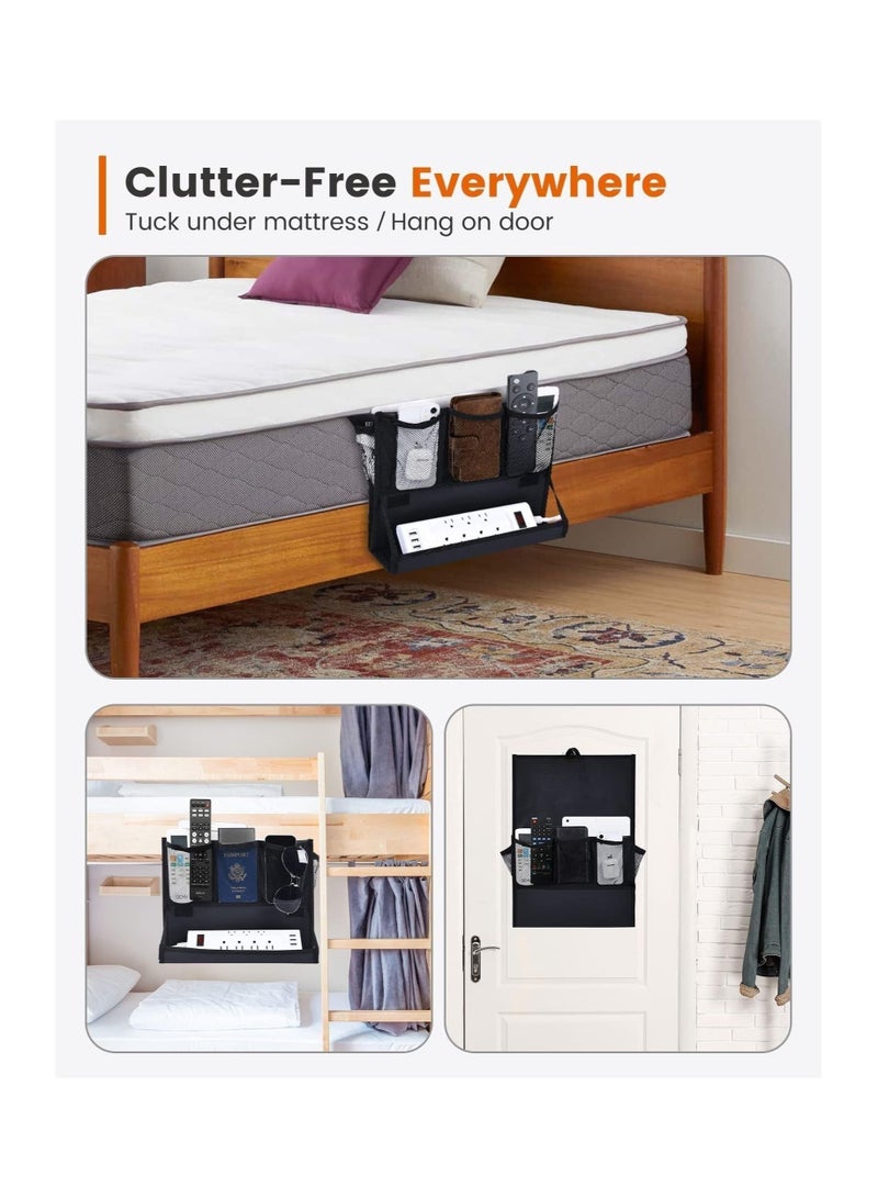 SYOSI Bedside Caddy, Hanging Bedside Organizer with Power Strip Holder, Bedside Storage Organizer with 6 Pockets Multi-functional Organizer Caddy - Image 4