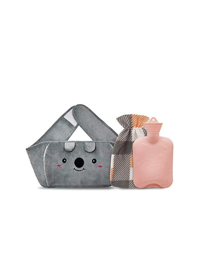 Rubber Hot Water Bottle with Plush Waist Cover for Menstrual Cramps and Pain Relief Soft Warm Water Pouch for Comfort - Image 1