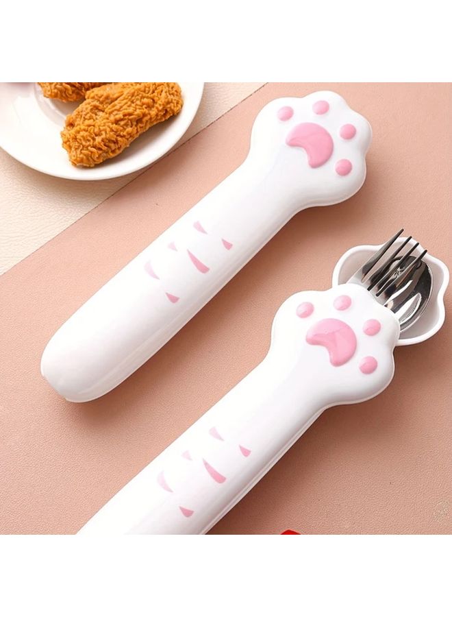 Pink Stainless Steel Spoon And Fork Set With Storage Box For Home School Restaurant - Image 4