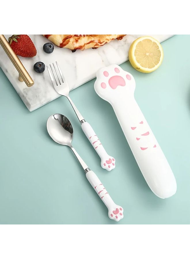 Pink Stainless Steel Spoon And Fork Set With Storage Box For Home School Restaurant - Image 5