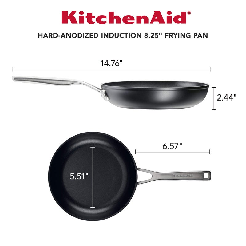 KitchenAid Hard Anodized Induction Nonstick Fry Pan/Skillet, 8.25 Inch, Matte Black - Image 2