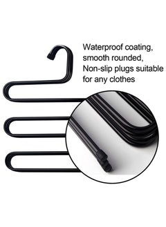 Happy Home Multi-Pants Closet Organizer Stainless Steel S-Shape 5-Tier Clothes Hanger - Non-Slip Clothes Hangers - Brown  - Image 5