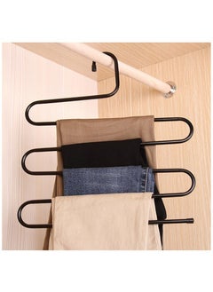 Happy Home Multi-Pants Closet Organizer Stainless Steel S-Shape 5-Tier Clothes Hanger - Non-Slip Clothes Hangers - Brown  - Image 2