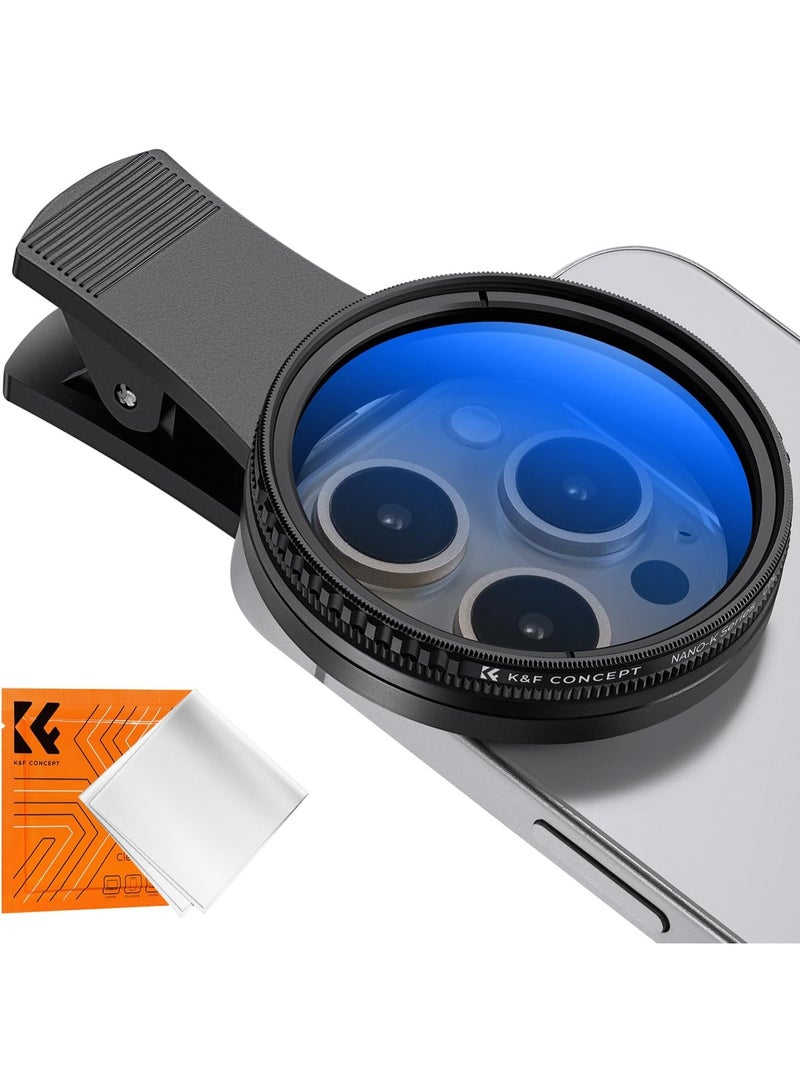 K&F Concept مجموعة عدسات فلتر CPL لكاميرا الهاتف المحمول العالمية، فلتر CPL لكاميرا الهاتف المحمول، فلتر CPL بحجم 52 مم - Image 1