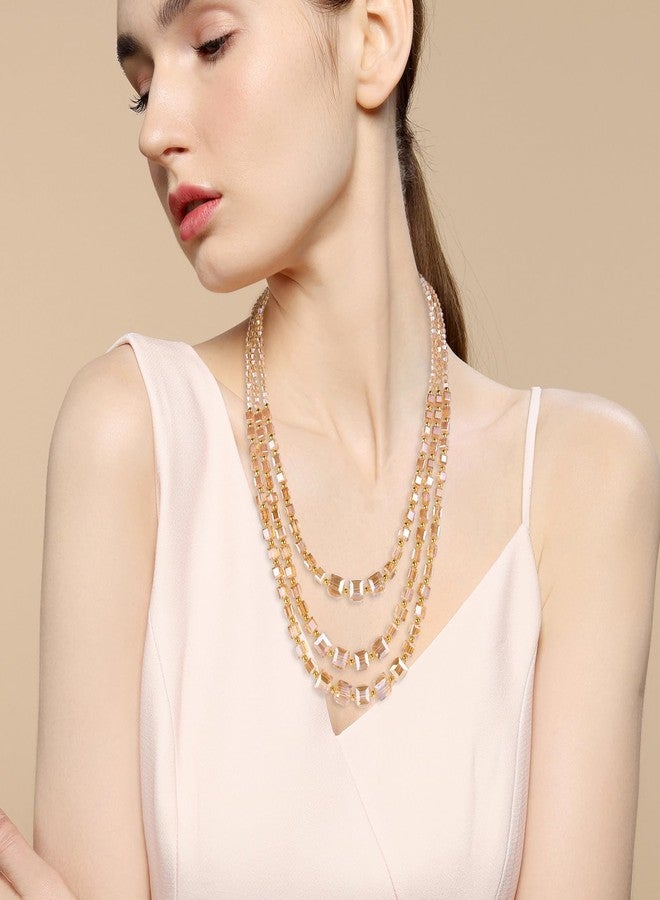 Bocar قلادة بوكر متعددة الطبقات للنساء، قلادة مصنوعة من زجاج الكريستال مع خرز، مجوهرات عصرية، مجوهرات مصنوعة يدويًا لهدايا حفلات النساء (NK-10746-شمبانيا) - Image 3