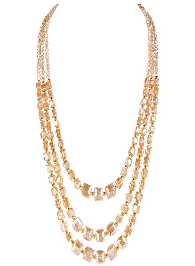 Bocar قلادة بوكر متعددة الطبقات للنساء، قلادة مصنوعة من زجاج الكريستال مع خرز، مجوهرات عصرية، مجوهرات مصنوعة يدويًا لهدايا حفلات النساء (NK-10746-شمبانيا) - Image 1