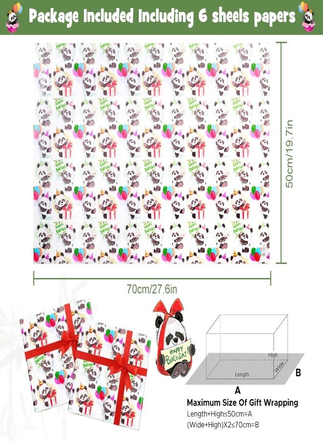 NEPOG Birthday Wrapping Paper for Baby Boys Kids Girls, Panda Design Gift Wrapping Paper, Cute Pandas Balloons 6 Sheets Folded Flat 20x30 inches per Sheet for Birthday Party Baby Shower Kindergarten - Image 2