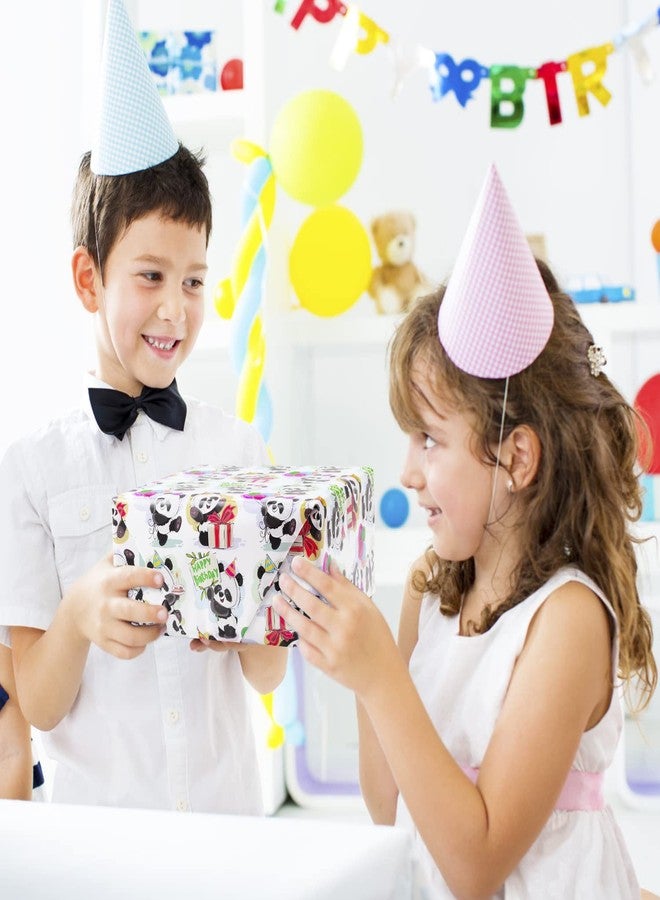 NEPOG Birthday Wrapping Paper for Baby Boys Kids Girls, Panda Design Gift Wrapping Paper, Cute Pandas Balloons 6 Sheets Folded Flat 20x30 inches per Sheet for Birthday Party Baby Shower Kindergarten - Image 5