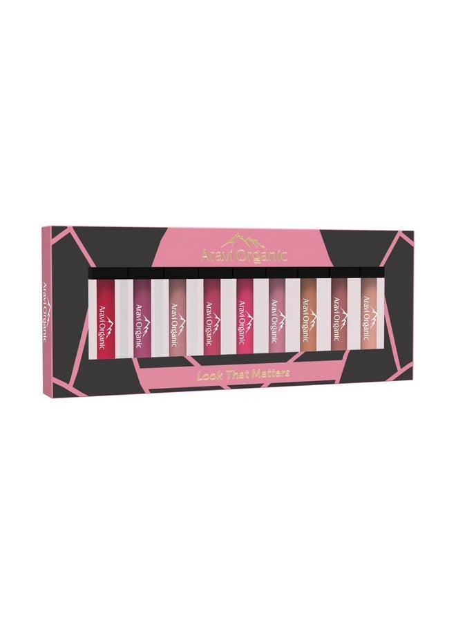 Aravi Organic Nude Shades & Pink Shades Soft Matte Long Stay Lipstick - Matte Liquid Lipstick With Almond Oil & Vitamin E - Waterproof & Ultra Smooth - 1.5 Ml Each  - Image 1