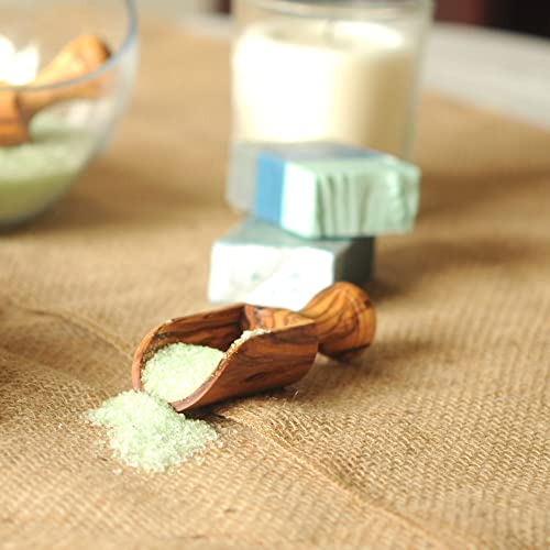 BeldiNest Olive Wood 4.5" Set of 2 Wooden Bath Salt Scoops, Great Spice Scoops or Scooping, Grain Baking Powder, Baking Soda, Spice, Coffee, Tea and Milk Powder - Image 4