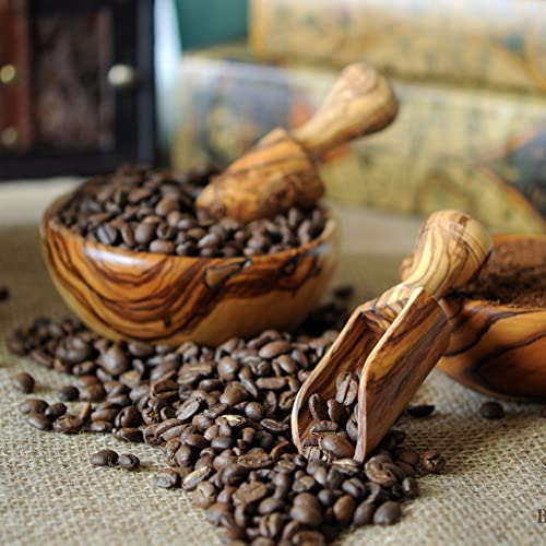 BeldiNest Olive Wood 4.5" Set of 2 Wooden Bath Salt Scoops, Great Spice Scoops or Scooping, Grain Baking Powder, Baking Soda, Spice, Coffee, Tea and Milk Powder - Image 3