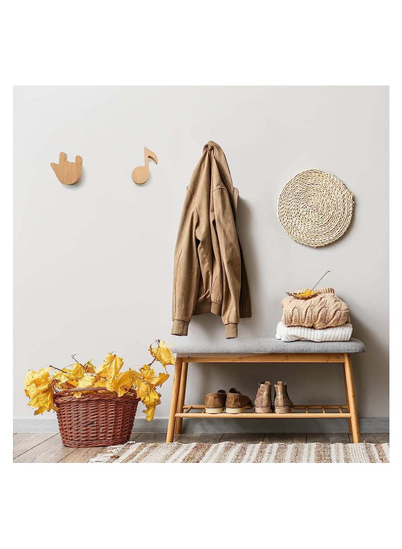 SOLARAE Wood Cute Coat Wall Hooks, Musical Note Guitar Hook, Modern Minimalist Decorative Coat Hooks Wall Mounted for Hanging Coats, Towel, Hat, Keys, Bag, 3 Pcs - Image 2