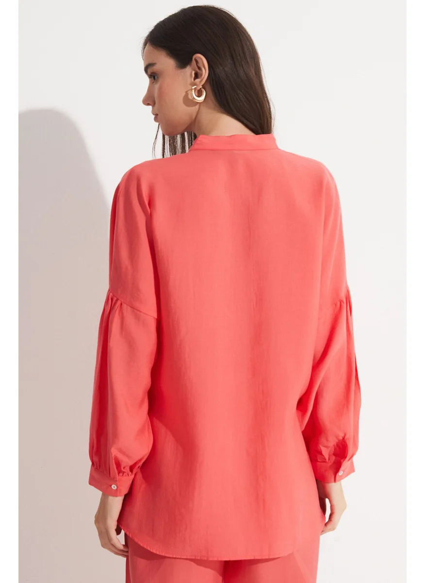 JUNE Exclusive Modal Blended Mandarin Collar Shirt