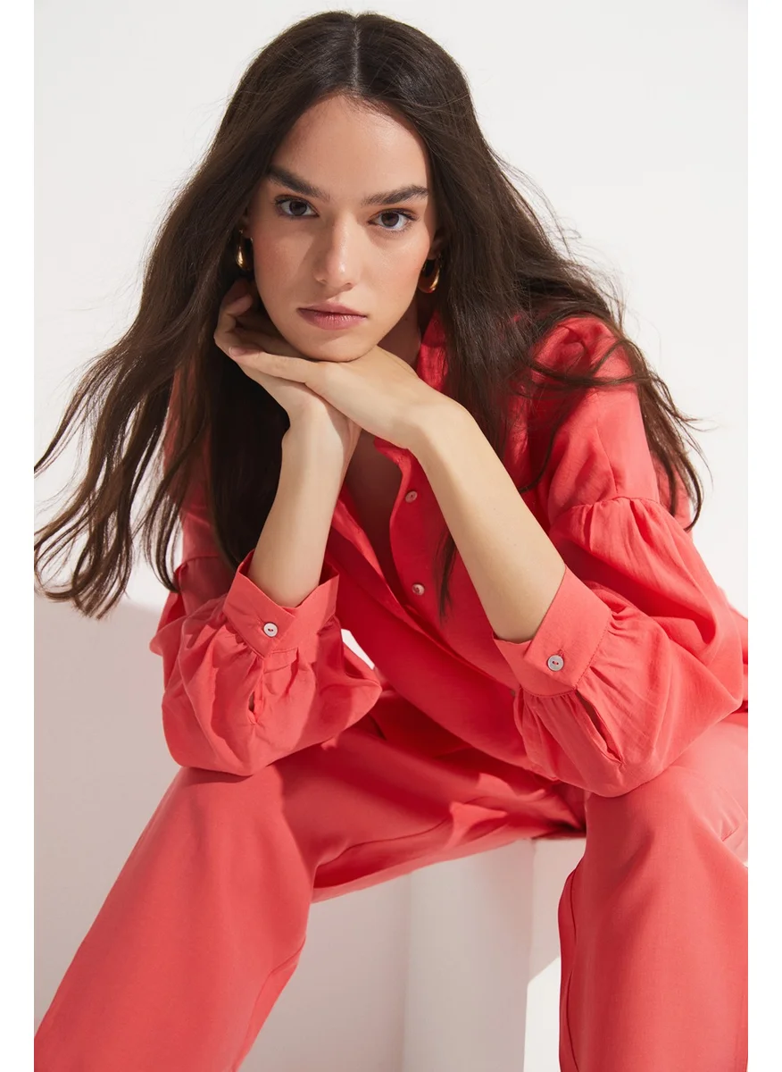 JUNE Exclusive Modal Blended Mandarin Collar Shirt