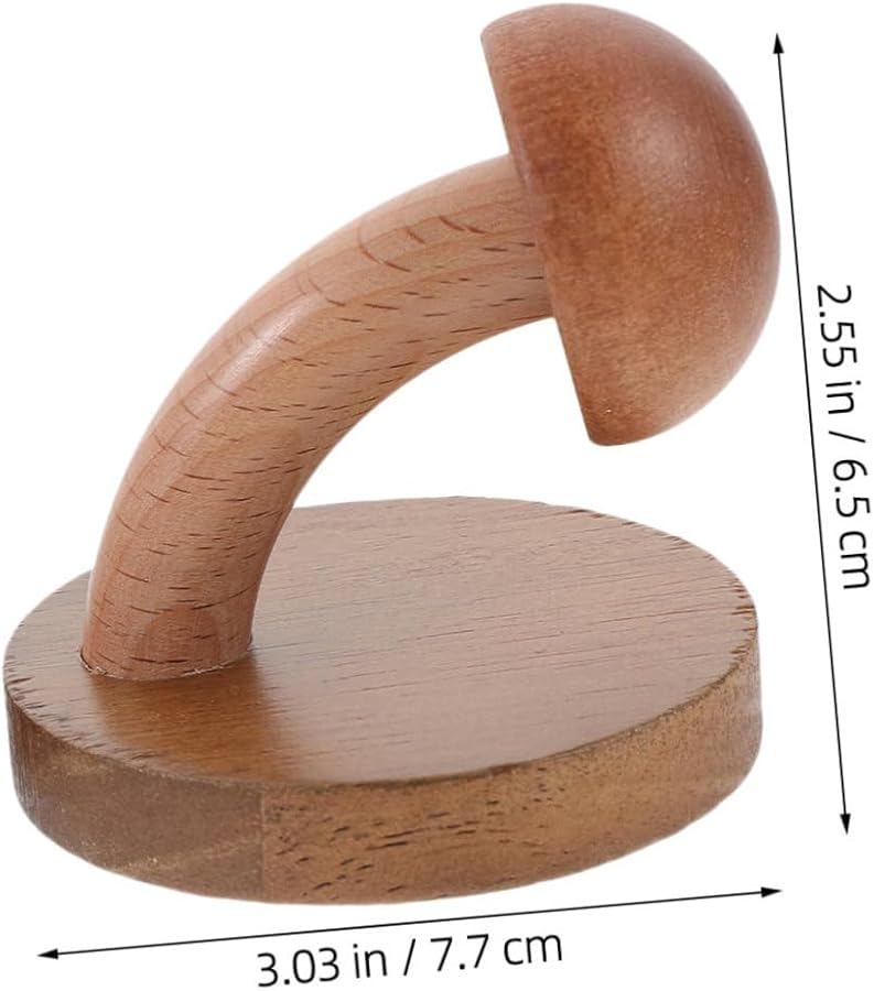 خطافات معطف فطر خشبية مثبتة على الحائط 2 قطعة خشب طبيعي للمدخل الحمام المطبخ - Image 3