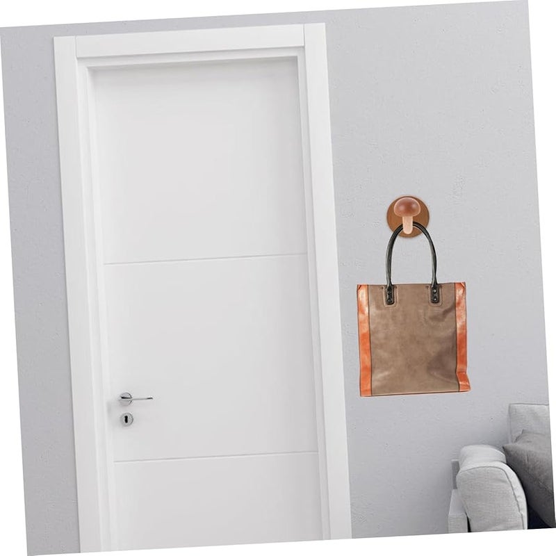 خطافات معطف فطر خشبية مثبتة على الحائط 2 قطعة خشب طبيعي للمدخل الحمام المطبخ - Image 5