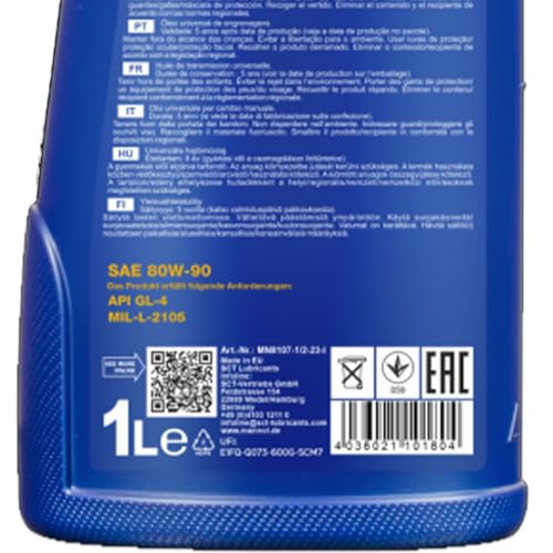 MANNOL 8107 UNIVERSAL GETRIEBEOEL SAE 80W-90 API GL4 IMPORTED FROM GERMANY (1l) - Image 4