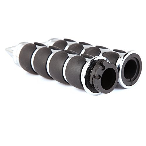 MISS MOLY Pair of 1" Dual Motorcycle Bar End Hand Grips Handlebar for Cruisers Harley Yamaha Suzuki-Silver - Image 5