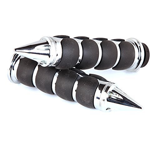 MISS MOLY Pair of 1" Dual Motorcycle Bar End Hand Grips Handlebar for Cruisers Harley Yamaha Suzuki-Silver - Image 3