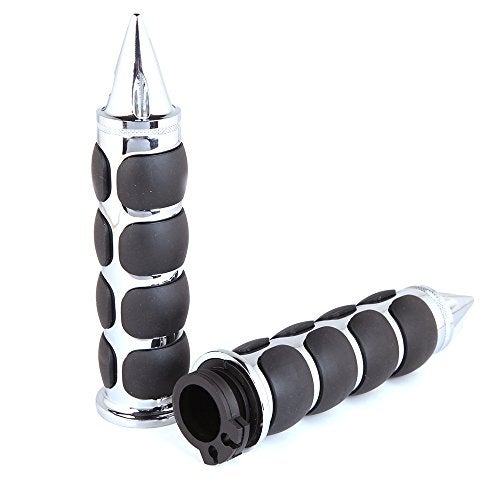 MISS MOLY Pair of 1" Dual Motorcycle Bar End Hand Grips Handlebar for Cruisers Harley Yamaha Suzuki-Silver - Image 2