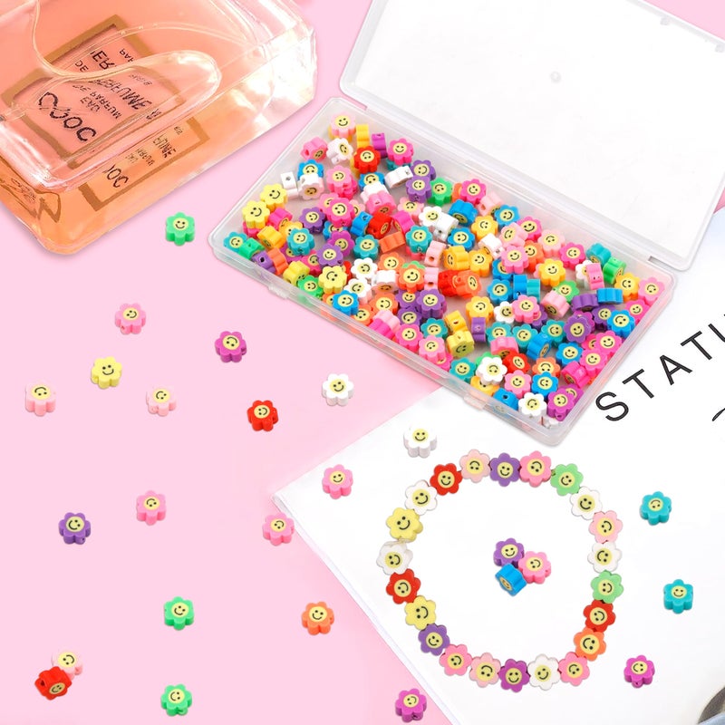 Gmma 180 Pcs Flower Polymer Clay Beads For Bracelets Charms Making Pony Beads Shapes For Friendship Bracelets Spacer Beads Supplies For Diy Bracelet Earring Necklace Jewelry Making (Colorful Flower) - Image 5
