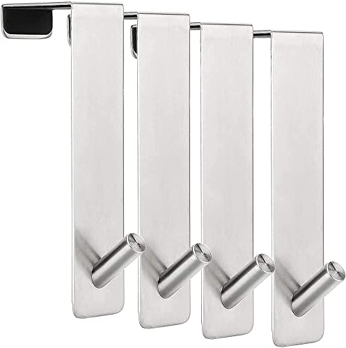 ARTOYS Over The Door Hooks (4 Pack) - Fits 1-3/8" Thin Doors - 304 Stainless Steel - 50Lbs Capacity - Tool-Free or Screw-in Mount - Image 5