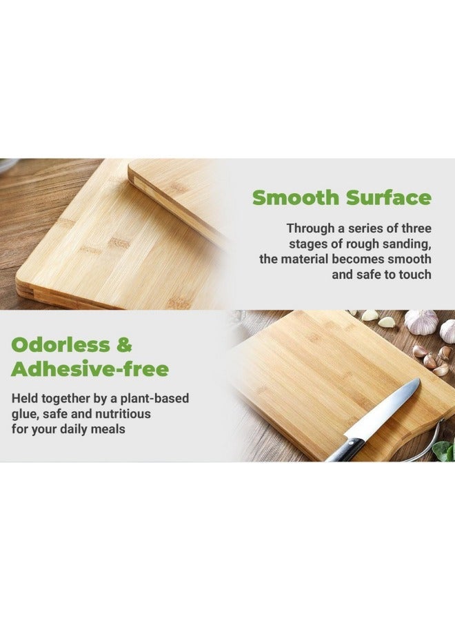 لوح تقطيع خشبي من البامبو بمقبض معدني للمطبخ، لوح تقطيع خضروات لأغراض الطهي، خالي من مادة البيسفينول أ، صديق للبيئة ومضاد للميكروبات - 34×24 سم - Image 3