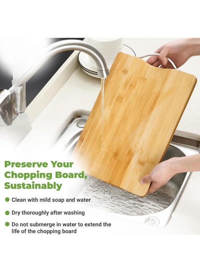 لوح تقطيع خشبي من البامبو بمقبض معدني للمطبخ، لوح تقطيع خضروات لأغراض الطهي، خالي من مادة البيسفينول أ، صديق للبيئة ومضاد للميكروبات - 34×24 سم - Image 4