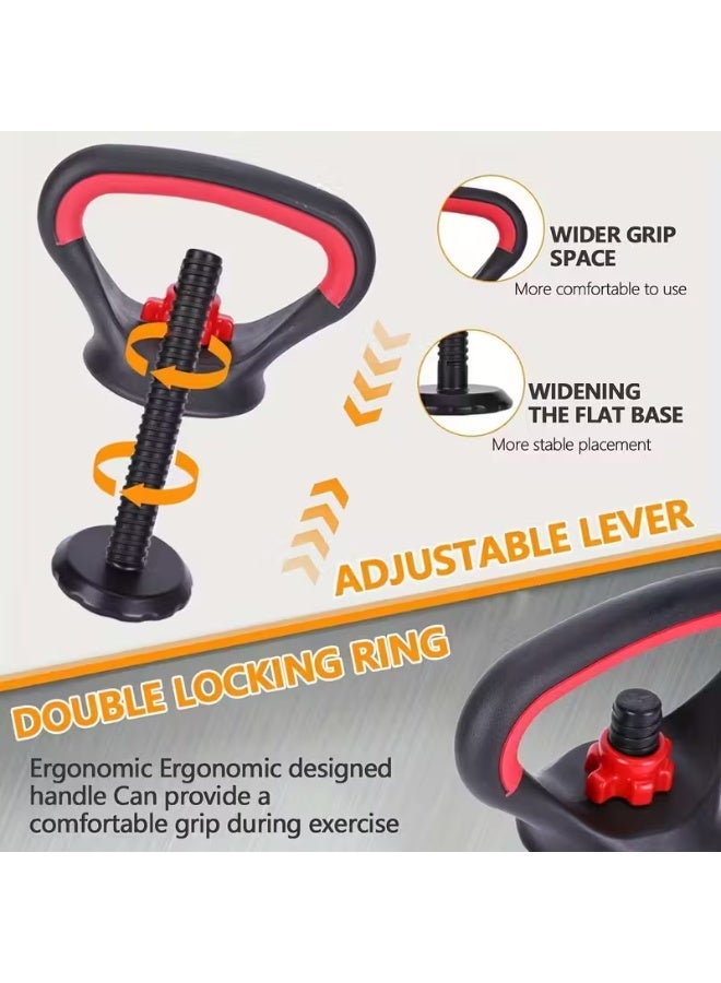 مجموعة مقابض كيتل بيل قابلة للتعديل 2 في 1، محول دمبل إلى كيتل بيل مع حامل لتمارين الضغط لتمارين القوة - Image 4