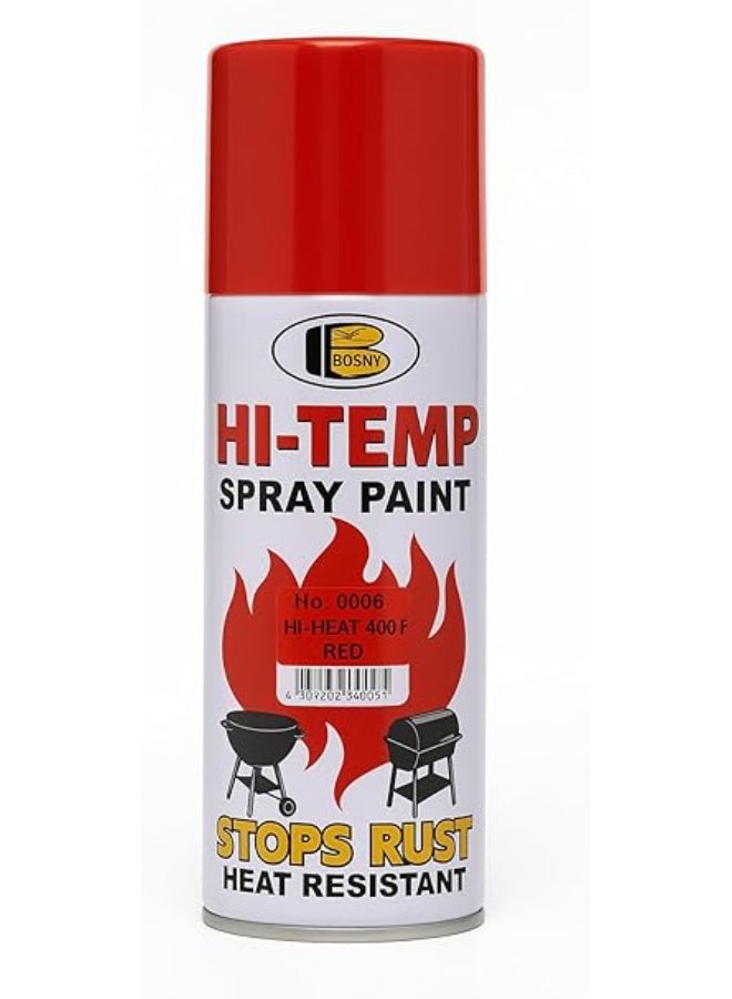 Bosny Hi-Temp Spray Paint 400°F Heat Resistant, 400ml Aerosol – Red