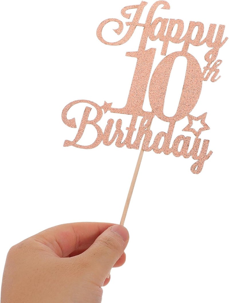 CHILDWEET 10pcs Glitter Number Cake Toppers for 10th Birthday Party Decorations, Non-edible Dessert Picks for ’ Birthday Cake Supplies - Image 4