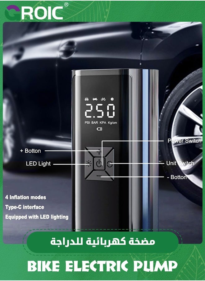 GROIC Tire Inflator Portable Air Compressor, Air Pump for Car Tires with Digital Tire Pressure Gauge, Air Compressor for Car, Motorcycle, Electric Bike Pump,Basketball,Bicycle Pump w/LED Flashlight  - Image 2