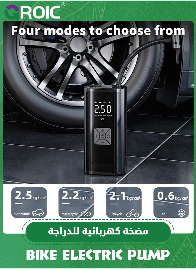 GROIC Tire Inflator Portable Air Compressor, Air Pump for Car Tires with Digital Tire Pressure Gauge, Air Compressor for Car, Motorcycle, Electric Bike Pump,Basketball,Bicycle Pump w/LED Flashlight  - Image 3