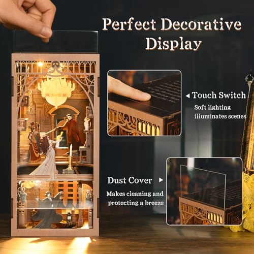 CCCDF Book Nook Kit, DIY Miniature Dollhouse Booknook Kit, 3D Wooden Puzzle Bookend Bookshelf Insert Decor with LED Light for Teens and Adults (Phantom of The Opera) - Image 3