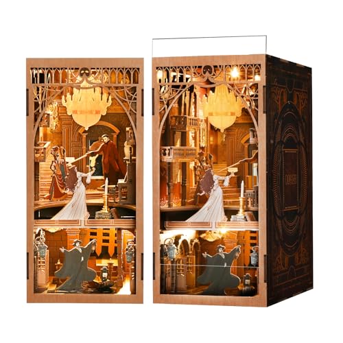 CCCDF Book Nook Kit, DIY Miniature Dollhouse Booknook Kit, 3D Wooden Puzzle Bookend Bookshelf Insert Decor with LED Light for Teens and Adults (Phantom of The Opera) - Image 1