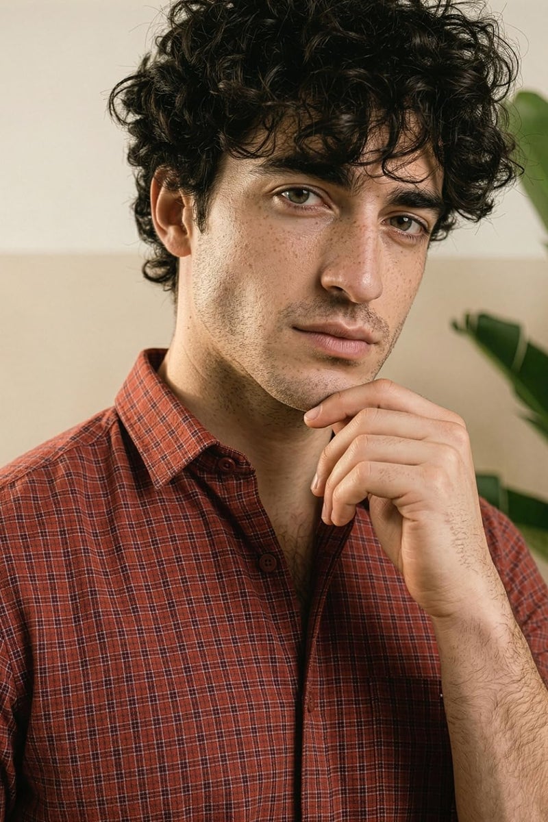 LOUIS PHILIPPE قميص لويس فيليب للرجال من القطن بقصة ضيقة (LYSFCSLBJ13729_Maroon, 44) - Image 5