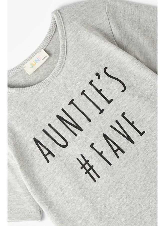 جون June Baby Girl Text Printed Tshirt Grey