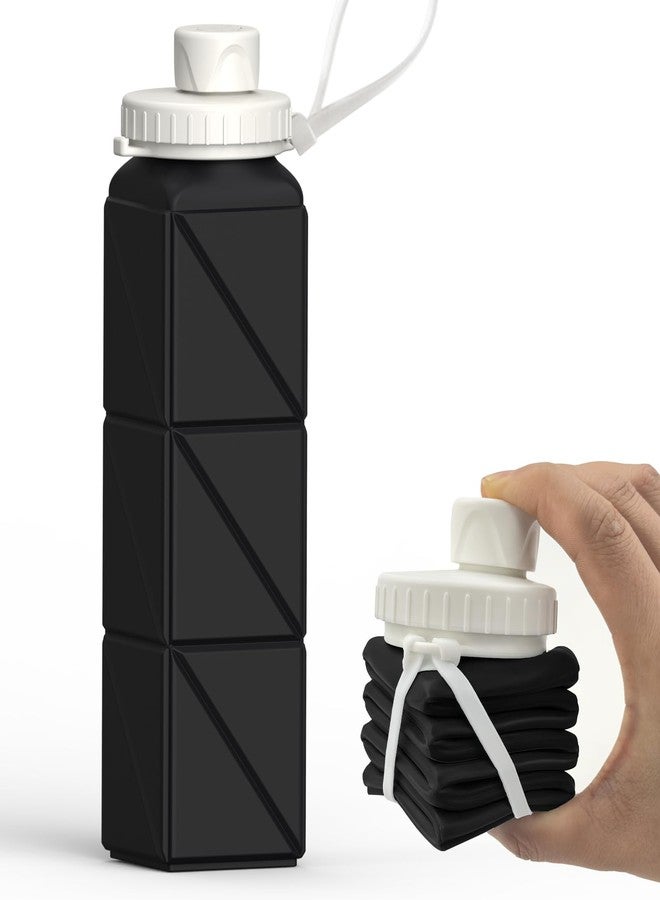 BEAUTAIL Collapsible Water Bottles 20.6oz, Silicone Foldable Portable Travel Water Bottle, BPA-Free, Leakproof Reusable for Traveling Camping Hiking Cycling Yoga Sports Outdoor, 1 Pack (Black) - Image 1