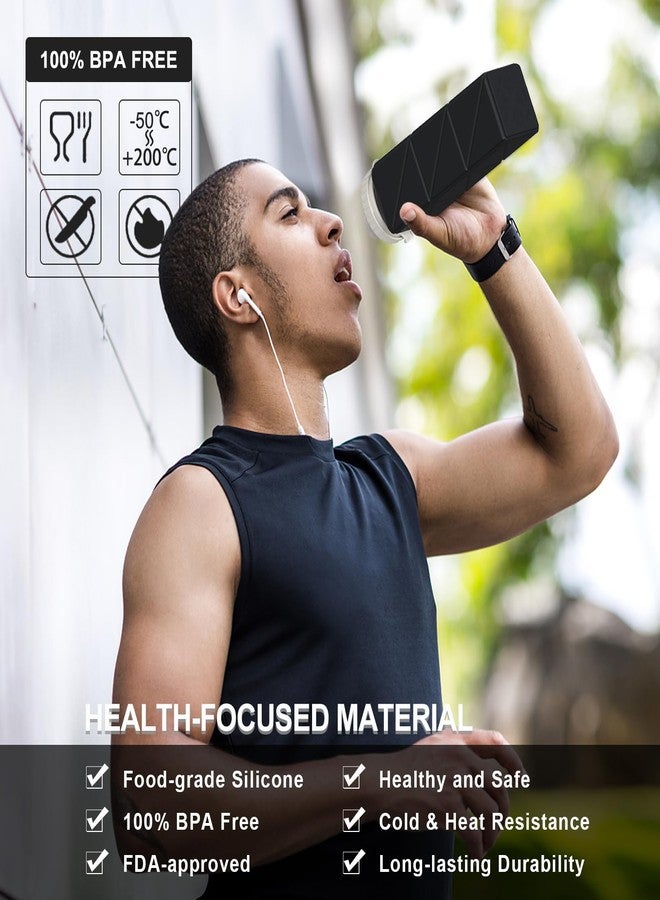 BEAUTAIL Collapsible Water Bottles 20.6oz, Silicone Foldable Portable Travel Water Bottle, BPA-Free, Leakproof Reusable for Traveling Camping Hiking Cycling Yoga Sports Outdoor, 1 Pack (Black) - Image 2