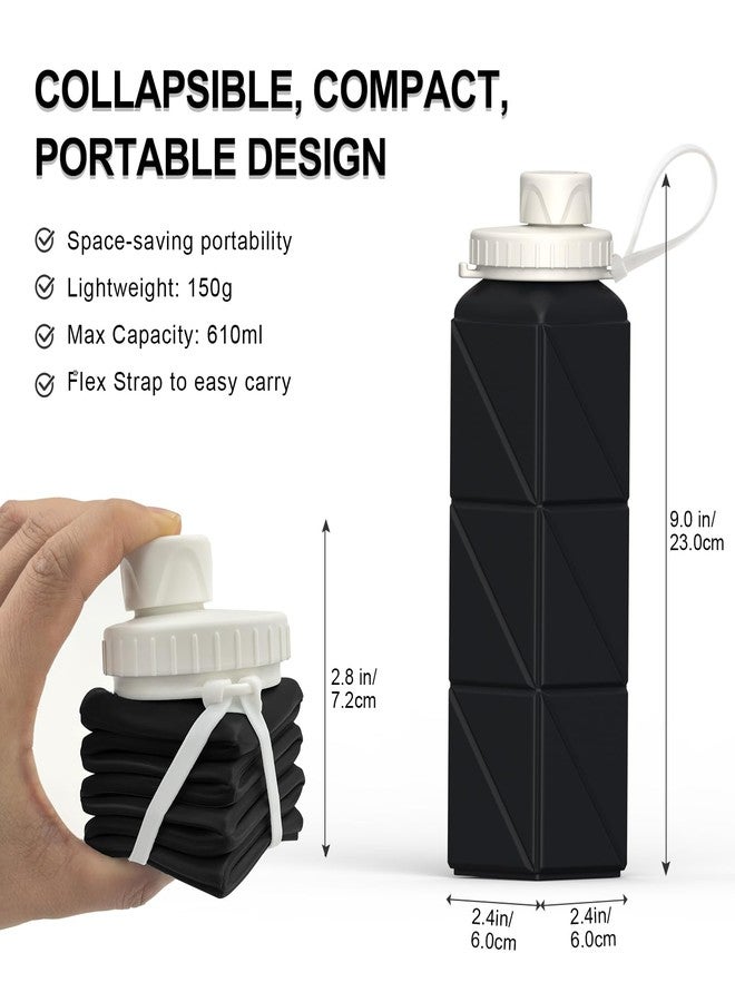 BEAUTAIL Collapsible Water Bottles 20.6oz, Silicone Foldable Portable Travel Water Bottle, BPA-Free, Leakproof Reusable for Traveling Camping Hiking Cycling Yoga Sports Outdoor, 1 Pack (Black) - Image 3