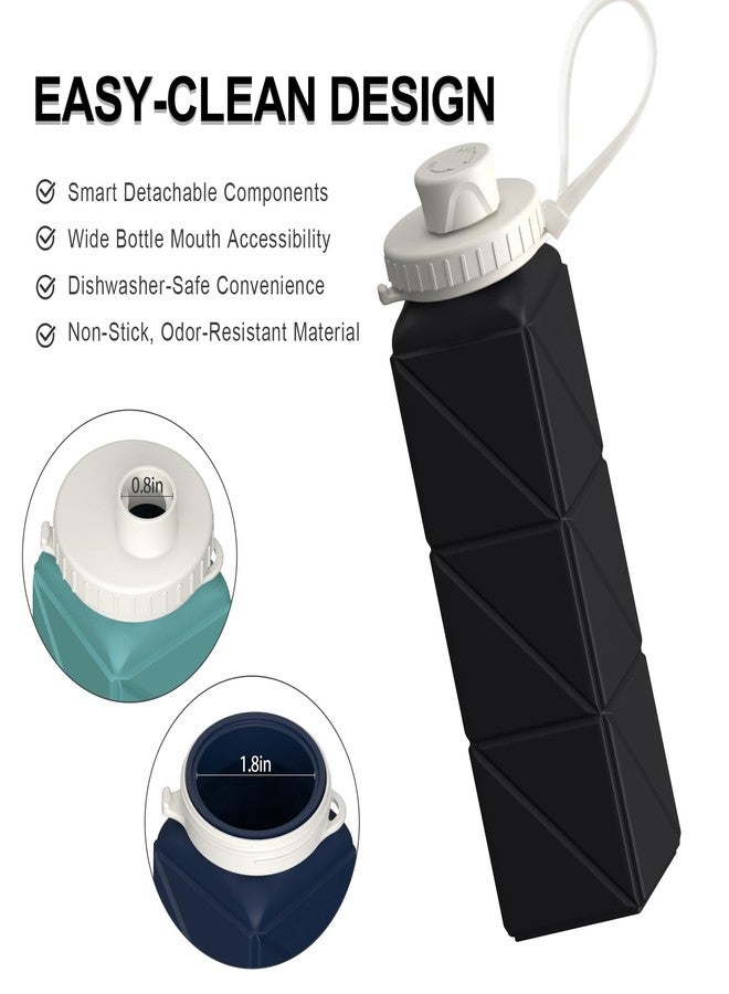 BEAUTAIL Collapsible Water Bottles 20.6oz, Silicone Foldable Portable Travel Water Bottle, BPA-Free, Leakproof Reusable for Traveling Camping Hiking Cycling Yoga Sports Outdoor, 1 Pack (Black) - Image 5